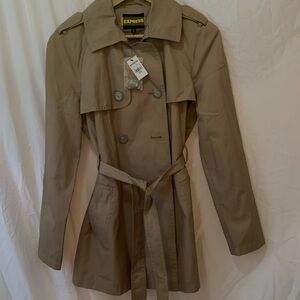 Express Women's Tan Double-Breasted Trench Coat